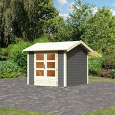 Abri de jardin en bois massif gris terre 5,95m² Theres 3 – Karibu Ma boutique
